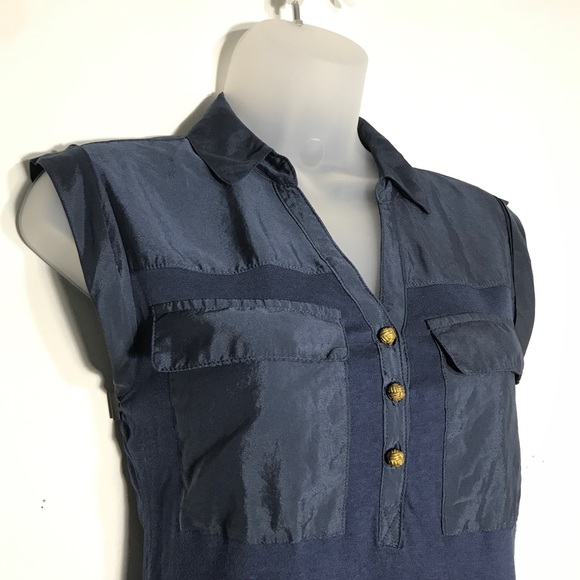 BANANA REPUBLIC | Casual Blue Silky Blouse - S - Picture 6 of 8